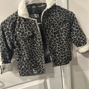 Disney Mickey Mouse Kids Leopard Print Jean Jacket
